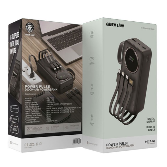 پاوربانک گرین لاین مدل Power Pulse ظرفیت 30000 میلی آمپر توان 22.5 وات - Image 3